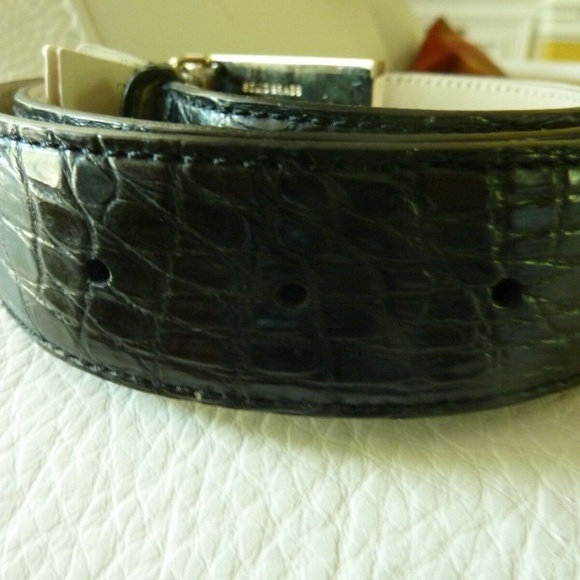 SIGNATURE CROCODILE BELT – Modelles Custom Clothiers $825 BRIONI Black Crocodile Exotic Handmade Belt